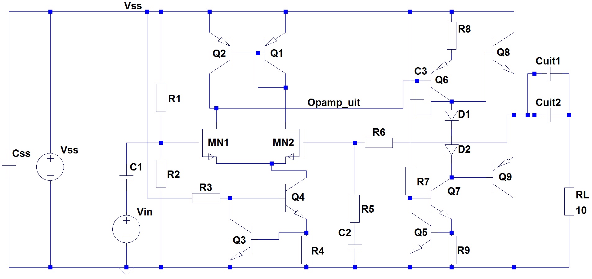 Het gebruikte versterker schema van de kratspeaker